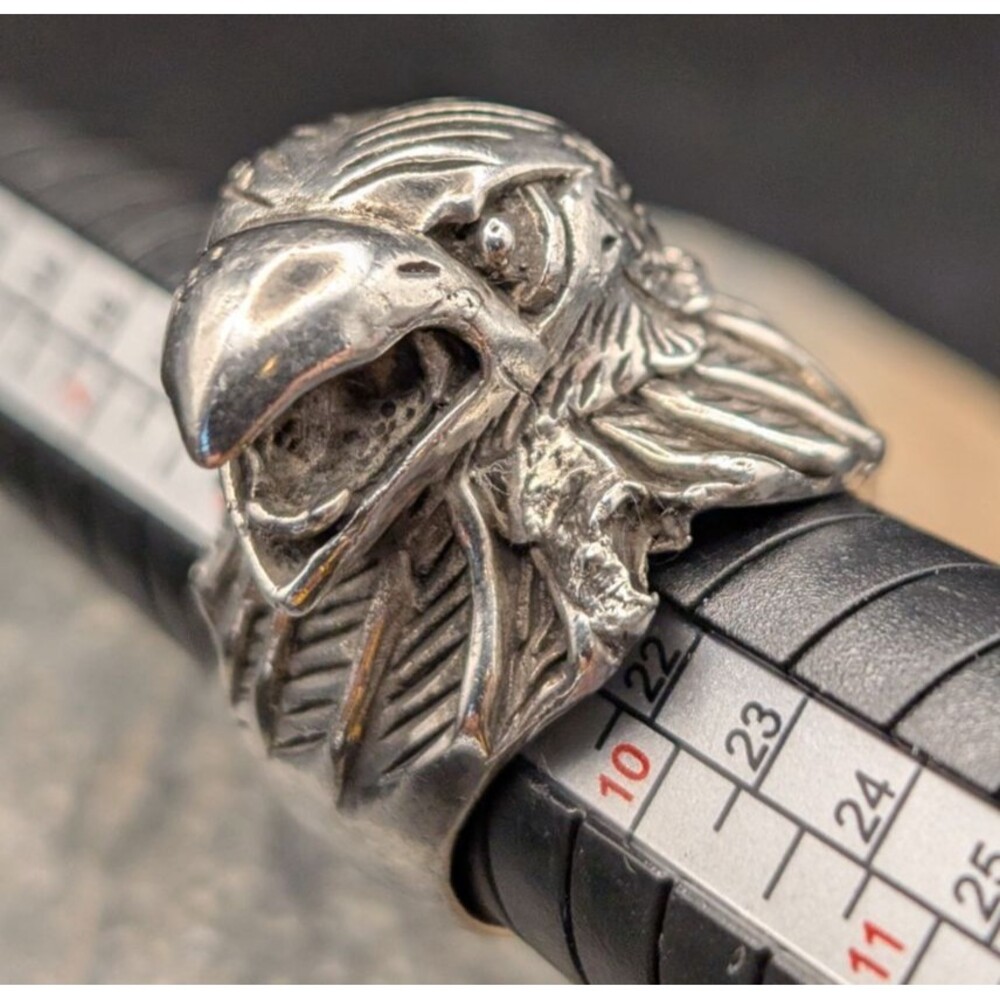 Sterling Silver Eagle Head Ring | Size 9 | 925 Stamped | 16.6g | Bold Sculptural